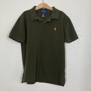 Polo Ralph Lauren Polo Shirt Boys Medium Green Orange Pony Classic Short Sleeve
